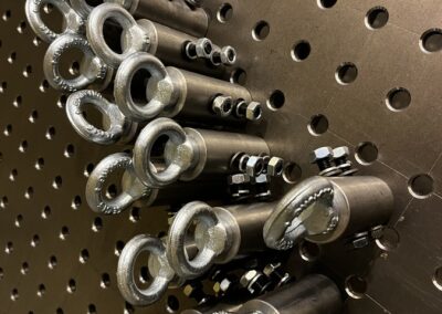 Structural detail of aluminium profiles in side lighting towers manufacturing